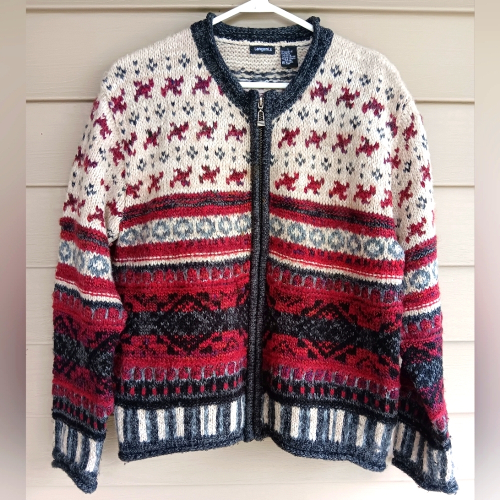 EUC Vintage Ladies Tangents Full Zip Sweater Size L